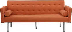 Futon Sofa Bed Convertible Sleeper - Couch Bed Modern Convertible Folding Recliner Living Room Furniture Orange Velvet...