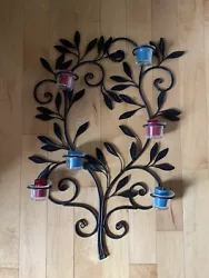 Black Metal Iron Scroll Wall Decor Candle Holder 17’’ length 27” height. Condition is Used. Shipped with USPS...