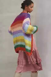 Rainbow Knit Cardigan. 100% acrylic.