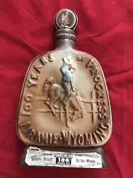 Vintage Jim Beam Whiskey Bottle Decanter Laramie Wyoming 100 Years of Progress 
