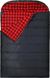 Spacious envelope double sleeping bag. Redcamp camping sleeping bag for couples features a full-open zipper design that...