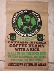 cannabis coffee canna beans Burlap Sack/bag Marijuana 420 weed pot leaf