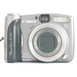 Canon PowerShot A710 IS 7.1MP Digital Camera - Metallic gray. Camera most likely works ok, but one of the battery...
