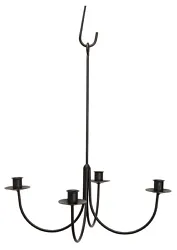 WROUGHT IRON CANDLE CHANDELIER. 4 ARM COLONIAL CANDELABRA. Standard candle holders with drip pans. Simply stunning with...