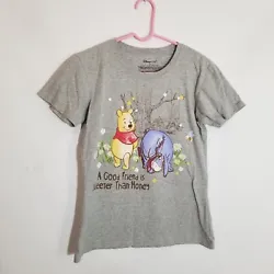Disney Winnie The Pooh Eeyore Good Friend Is Sweeter Than Honey Gray Sz Medium. Very good condition.  See pictures for...