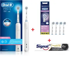 Grâce à son minuteur professionnel, la brosse à dents électrique pro 1 vous aide à vous brosser les dents pendant...