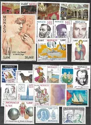 Timbres Monaco année complète 2001 (24 timbres). Vendeur professionnel, livré avec une facture à votre nom.