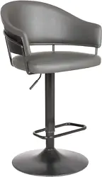 The rounded back and seat are cushioned with high-density foam and wrapped in beautiful grey faux leather upholstery....