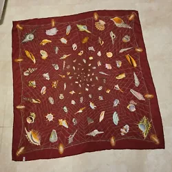 Selling VTG GUCCI Hand Rolled Womens Silk Scarf Burgendy Seashells Fishing Net Disgner. You can see the condition from...