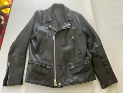 Undercover leather jacket, black, size 3, pre-owned. Shoulder to shoulder 17”Sleeve 25”Collar to bottom 29”This...