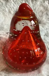 Vintage Pear Art Glass Paperweight Red & Clear Controlled Bubbles figurine 4”Tall x 3” roundIn excellent condition!...