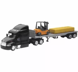 1:43 Long Hauler Peterbilt 387 Flatbed with Forklift and Hay Bale ***PLEASE NOTE**** SHIPS TO LOWER 48 STATES ONLY ~...