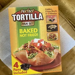 Perfect Tortilla Pan Set 4 Pc Maker Baked Not Fried Taco Bowls New.