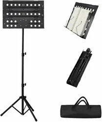 Quick installation : Take the music stand out of the carrying case, open the tripod, adjust the height of the stand,...