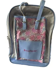 American Girl School Light Blue Backpack Retired Many Pockets Zip Pack