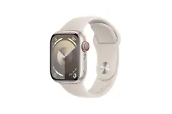 Apple Watch Series 9 GPS + Cellular Aluminium Lumière Stellaire Bracelet Sport Band M/L 41 mm - Montre connectée 4G...
