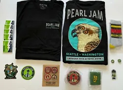 1 NBW Black 2018 Seattle short sleeve Tshirt Size 2XL. 1 Pair of Pearl Jam Crew socks (Grey with Yellow, Red and Navy...