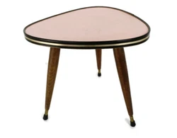 Retro Vintage Tripod Coffee Side Wine Table Mid Century Space Age Rockabilly Pink Top Funky measurements 10.62