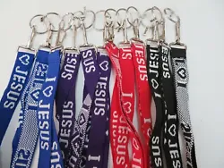 Lot of 12 piece as pictured I love JESUS embroidery lanyard key chains. Necklace length (not including clip and split...