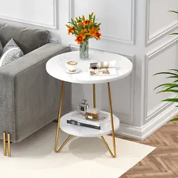 【Versatile Round End Table】As an end table for the office to display decorations; As a small coffee table for sofa,...
