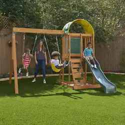 Underneath, little diggers can play to their hearts’ content in the spacious sandbox. And of course, the sturdy swing...