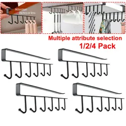 1/2/4 x Under Cabinet Mug Holder. Easy to install with drilling free, Simply Slide this Holder Rack Over a Cabine or...