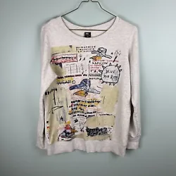 SPRZNY Jean Michel Basquiat Graphic Crewneck Sweatshirt. Size Large. Color Gray. Decent Condition, Some signs of wear...