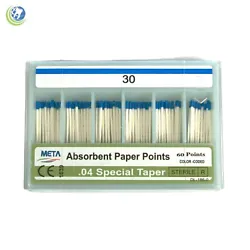 Sterilized Absorbent Paper Points. 04 Special Taper #30. Paper Points Sterilized #30 200/box Endodontic Root Canal...