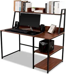ELECWISH Computer Desk with Hutch and Bookshelf. Upper open bookshelf made full use of the space above the desk, the...