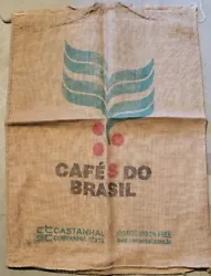 Coffee Bag Jute Burlap Sack Authentic Cafe Do Brasil Brazil. All either cut open across the top of the feont or back...