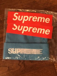 Supreme Motion Logo Beanie SS23 Bright Blue W/Stickers.