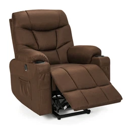 Color: Brown  Material: Linen Fabric, Sponge, Metal  Overall Dimension (Not Reclined): 33.5