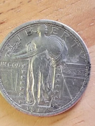 1917-S Type 1 Standing Liberty Quarter, 25c. Metal Detector find. Very nice details. I only rinsed off the dirt. It has...