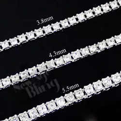 One row tennis link - 3.8, 4.3, 5.5mm width. These elegant chains are handcrafted in 14k white gold plating. These...