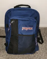 Vintage Jansport 90’s Navy/Black Backpack 5 Zippered Pockets Mesh Front.  Great condition