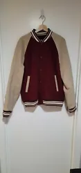 J Crew Retro Wool Varsity Jacket Large Burgundy and Off-White. Quilted interior. Barely used great condition, no signs...