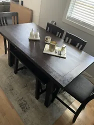 6 Piece Dining Room Table and 4 Chairs Set with Bench Home Kitchen Furniture.
