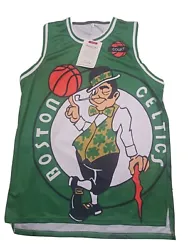 Dynamic new Larry Bird jersey with large iconic leprechaun on the front. Leprechaun on the back as well. Beautiful...