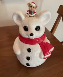 Vintage Quan Quan Japan Christmas Cookie Jar. This is a vintage Mouse/ Bear cookie jar.There is some ware due to age as...