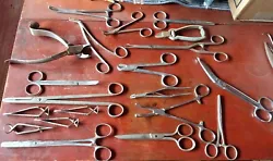 20 Vintage Surgical Scissors Medical types Clauss,Aljen,Waver Glover,Jensen,Bard Parker. These are all in 