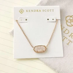 Kendra Scott Elisa Rose Gold Iridescent Drusy Pendant Necklace. Iridescent Drusy. 14k Rose Gold Plated Over Brass.
