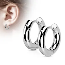 Thickness: 18GA - 1mm. Classic Thick Round Hoop Earring. High Quality 316L Stainless Steel.