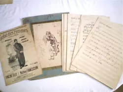 Partition manuscrite 1900. 12 pages manuscrites + Partition imprimée. Bon état.