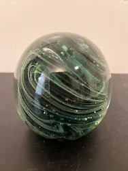 Beautiful KERRY Glass Paperweight - Emerald Green Swirls & Bubbles - Handmade In Killarney. Measures 3 1/2” height...