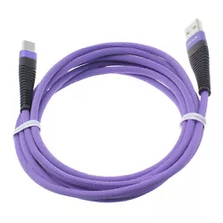 Fonus Premium Purple 10ft Braided USB Type-C Cable. High performance braided cables use only the highest quality...