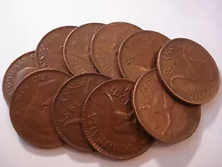 Total of 10 Australian Kangaroo Penny. Australian Penny Bulk.