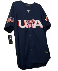 NWT MOOKIE BETTS USA WBC BLUE JERSEY. ALL LOGOS AND NUMBERS STITCHED. FITS LOOSE LIKE A BASEBALL JERSEY. USPS FIRST...
