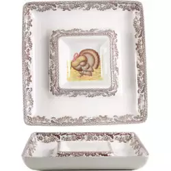 Spode Woodland 1 Piece Square Chip and Dip Multicolor.