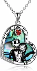 Nightmare Before Christmas Jack and Sally heart pendent necklace. Pendent Size: 1.11