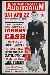 WHAT A SHOW! Appearing: THE FABULOUS JOHNNY CASH SHOW with The Tennessee Three. Faint bend to upper right corner, as...